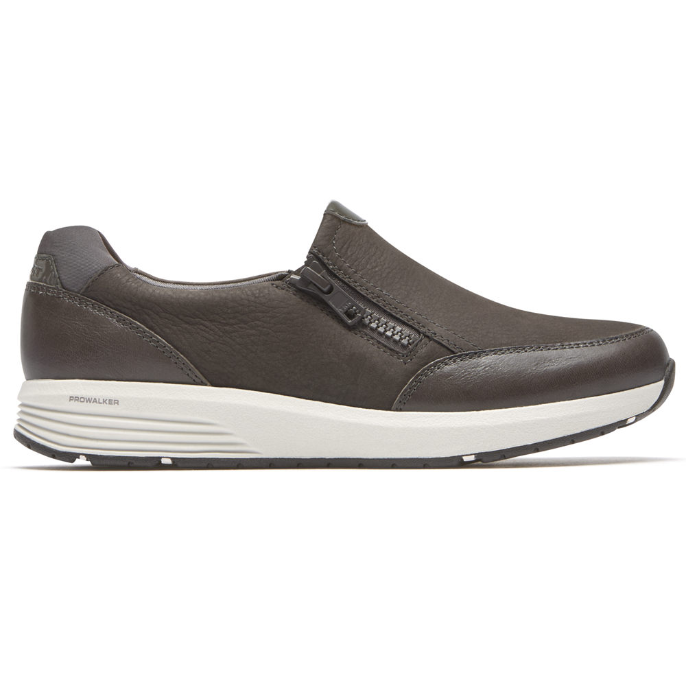 Rockport Womens Trustride Side Zip - Slip-On Dark Grey - BXD716845